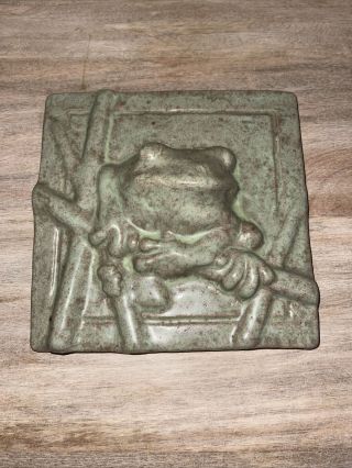 Janet Ontko Studio Pottery Frog Arts & Crafts Style Sculptural Tile Wall Plaque