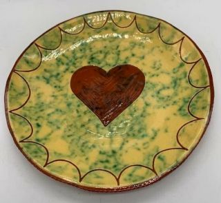 1987 Jeff White Lebanon Pa.  Redware Pottery 7 " Plate Folk Art Heart
