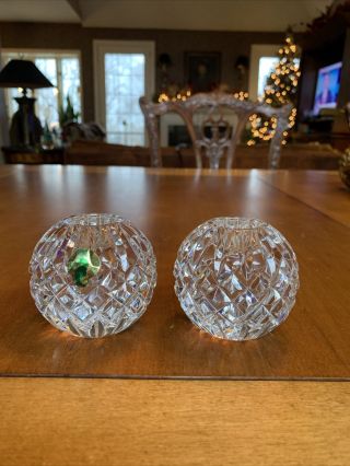 2 Waterford Crystal Ball Candle Holders