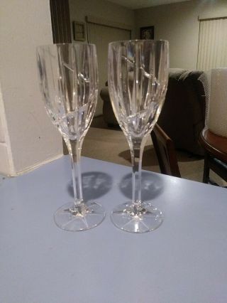 Set Of 2 - Vintage Mikasa Uptown Large Crystal Wine Glasses 8 1/8 " Tall Perfect