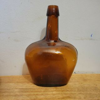 Antique Blown Glass Honey Amber Bottle