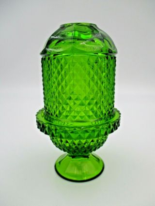 Vintage Viking Glass Green Diamond Point Fairy Lamp