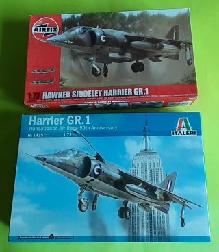 2x 1/72 Hawker Siddeley Harrier Gr.  1 Raf & Transatlantic Race / Airfix & Italeri