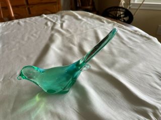 Fenton Green Carnival Glass Bird Of Happiness Stamped Rare