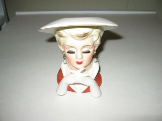 Rubens 494 Lady Head Vase Blonde Fingers Crossed Pearl Earrings Necklace 1950 