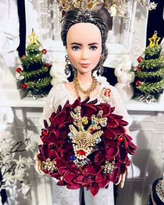 Ooak 1/6 Scale Barbie Size Christmas Rudolf Wreath For Diorama/dollhouse