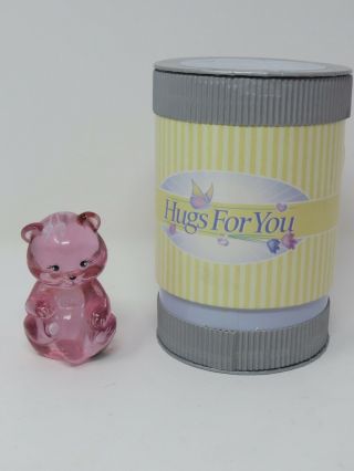 Fenton 2003 Hugs For You Hope Pink Bear Hand Painted Signed