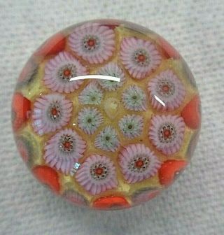 Strathearn Ysart / Vasart Glass Small Millefiori Concentric Paperweight Pink