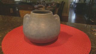 Vintage Art Pottery Vase Brush Mccoy Matte Vellum Fawn Blue Glazed 716 C1920s