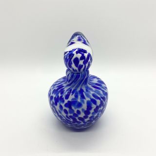 Murano Glassware Cased Glass Blue And White Speckled Perfume Bottle With Stopper