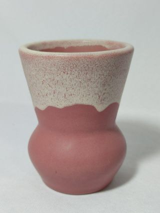Vintage Muncie Art Pottery Miniature Mini 4 " Vase White Over Rose Glaze 472