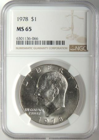 1978 - P $1 Ike Eisenhower Dollar (clad) Gem Ngc Ms65 6301136 - 066
