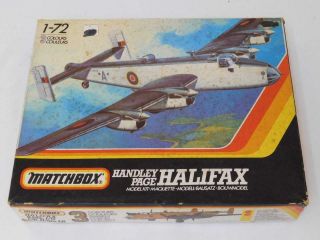 1/72 Matchbox Handley Page Halifax Raf Bomber Plastic Model Kit No Instructions