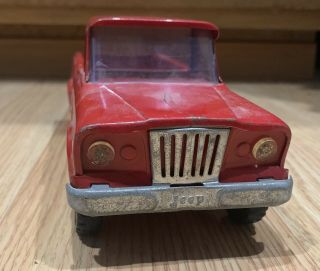 Vintage 1960s Tonka Toys Pressed Steel Red Jeep Pick - Up Truck