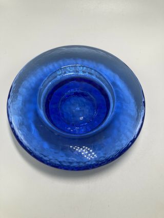 Fire And Light Recycled Glass Candle Plate Wine Server Cobalt Blue 6.  5”x1.  5”