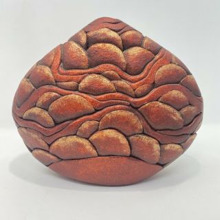 Artist Signed Studio Coil Style Art Pottery Vase Fish Scale Boho 3 Dimensional
