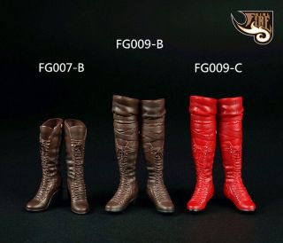 1/6 Scale Brown Women ' s Long Boots Shoe For 12 