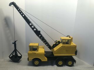 Vintage Nylint Pressed Steel Construction Toy Shovel Crane Truck Yellow