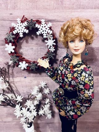 Ooak 1/6 Scale Barbie Size Christmas Snowflakes Wreath For Diorama/dollhouse