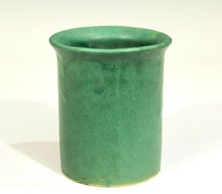 Old Pottery Matt Green Arts & Crafts Zanesville Pencil Brush Pot Cup Jar Vase