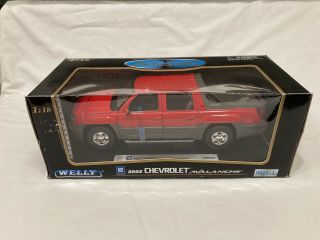 2002 Chevrolet Avalanche Red By Welly Die - Cast Model 1:18 Vintage Nib
