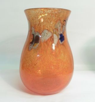 Scottish Orange Art Glass Vase,  Monart,  Ysart,  Vasart Interest