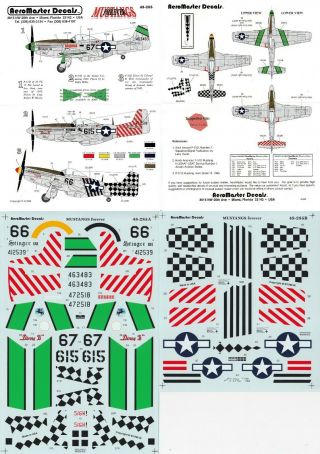 Aeromaster Decals 1/48 P - 51d Mustang 45th Fs 15th Fg 506th Fg 1st Acg (usaaf)
