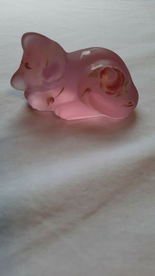 Fenton Lenox Rose The Little Pink Cat Crafted By Hand Painted And Signed