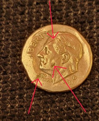 2000 D US Roosevelt Dime: Error Coin Rim Clip,  Rim Roll,  Unusual Rim Wear 0143 3