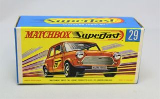 Matchbox Lesney Superfast No29 Racing Mini Empty " G " Type Box " With "