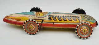Antique Louis Marx Toys Usa Tin Litho Wind Up " Streamline " Racing Car