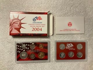 Us 2004 - S Silver Proof Set,  11 Coins Total,  Five Quarters,  Mi,  Fl,  Tx,  Ia & Wi