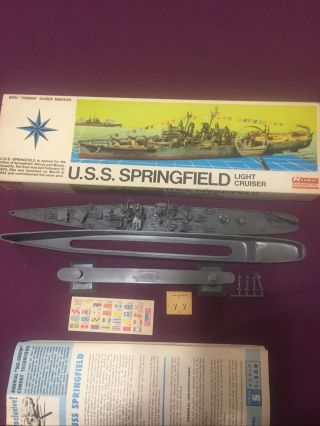 Rare 1st Issue Renwal 1:500 “uss Springfield” Light Cruiser - Built Kit No.  602