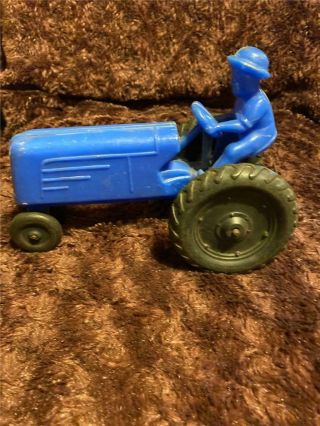Rare Vtg E.  R.  Roach Blue Plastic Tractor Man Wire In Front & Back My Vernon Oh