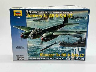 Zvezda 1:72 Scale Junkers Ju - 88 A - 5/a - 17 German Bomber Airplane Model Kit 7284