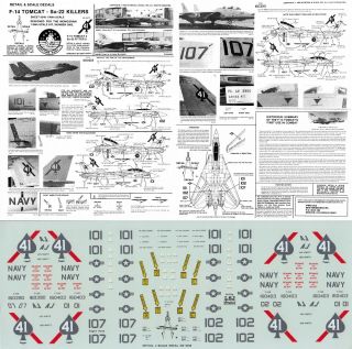 Detail And Scale Decals 1/48 F - 14a Tomcat Vf - 41 Black Aces Uss Nimitz (usn)