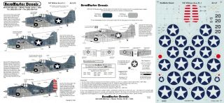 Aeromaster Decals 1/48 F4f - 3/4 Wildcat Vf - 3 Vf - 6 Vf - 10 Vf - 72 Uss Enterprise (usn)