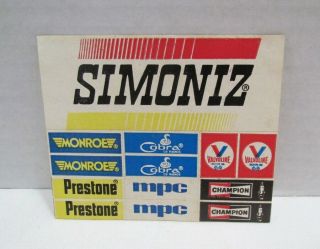 Mpc Vintage Sticker Sheet For Car Model Kit Cobra Champion Simoniz Monroe