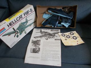 1973 Monogram 1:48 Hellcat F6f - 5 Model Kit Mattel 6832 Airplane Decals Box